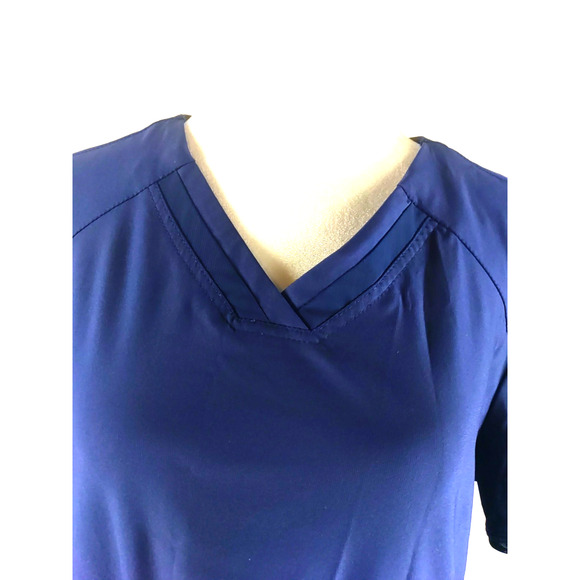 Form By Cherokee Women's Scrub Top Size Medium Nursing Medical Navy Blue Stretch - Picture 3 of 7